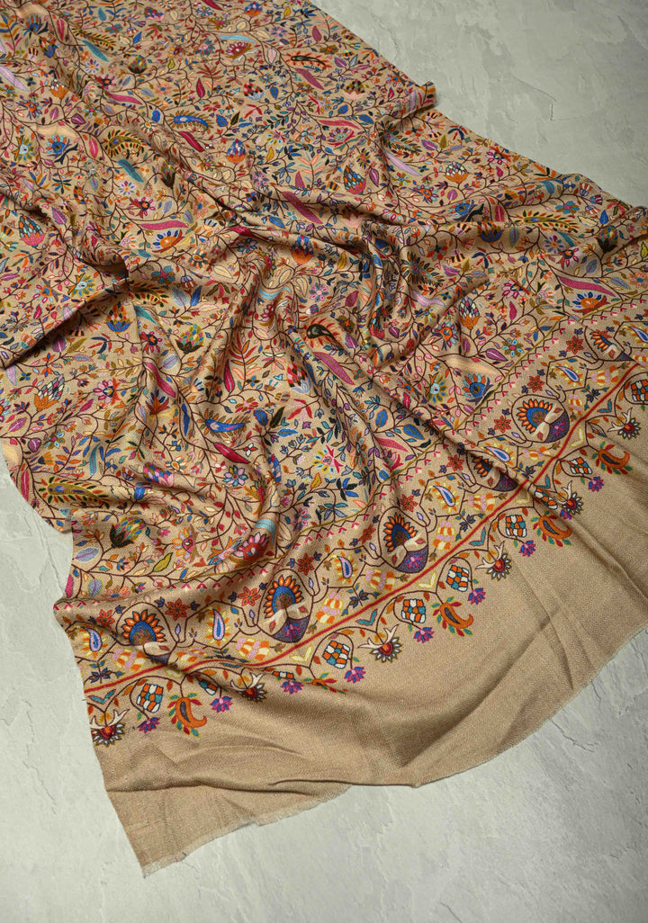 His & Her Kora Color Floral Meenakari Jaal Stole & Dusty Pink Cashmere Fine Wool Stole Size 30 x 83 - Luxury Anniversary, Wedding & Return Gift Size 30 x 80