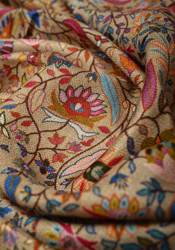 His & Her Kora Color Floral Meenakari Jaal Stole & Dusty Pink Cashmere Fine Wool Stole Size 30 x 83 - Luxury Anniversary, Wedding & Return Gift Size 30 x 80