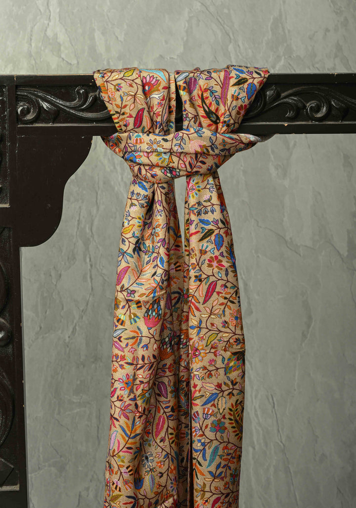 His & Her Kora Color Floral Meenakari Jaal Stole & Dusty Pink Cashmere Fine Wool Stole Size 30 x 83 - Luxury Anniversary, Wedding & Return Gift Size 30 x 80