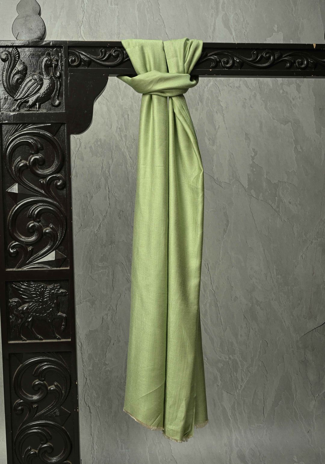 His & Her Dark Sage Green Floral Meenakari Jaal Stole & Sage Green Cashmere Fine Stole  Luxury Anniversary, Wedding & Return Gift Size 30 x 80