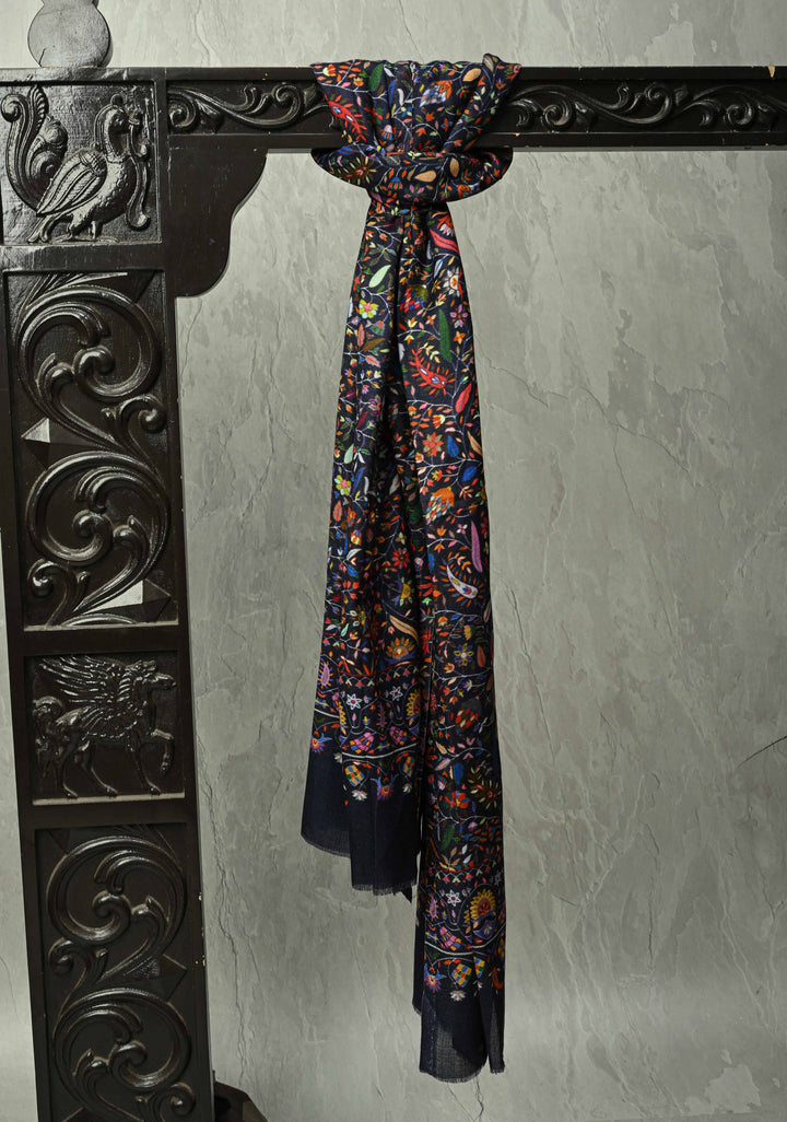 His & Her Charcoal Black Fine Stole & Midnight Blue Cashmere fine wool Stoles – Luxury Anniversary, Wedding & Return Gift Size 30 x 80