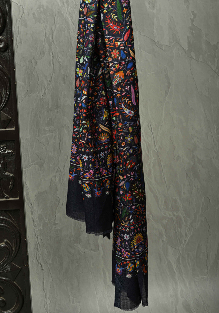 His & Her Charcoal Black Fine Stole & Midnight Blue Cashmere fine wool Stoles – Luxury Anniversary, Wedding & Return Gift Size 30 x 80