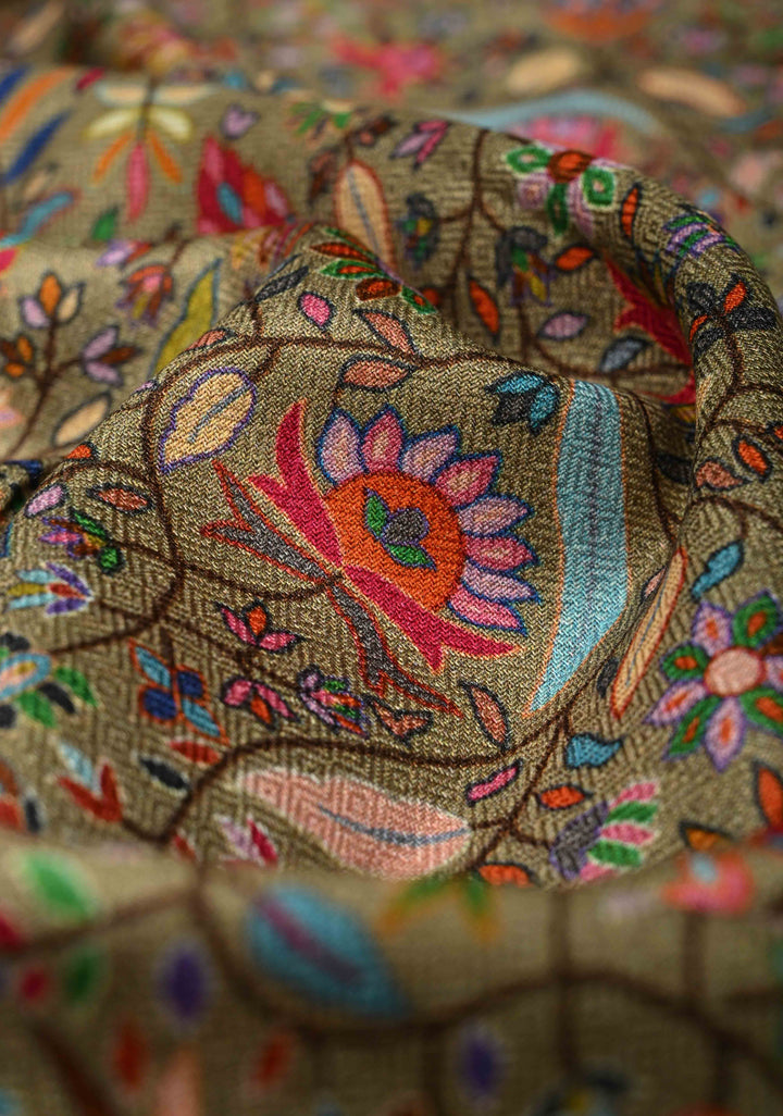 His & Her Dark Sage Green Floral Meenakari Jaal Stole & Sage Green Cashmere Fine Stole  Luxury Anniversary, Wedding & Return Gift Size 30 x 80