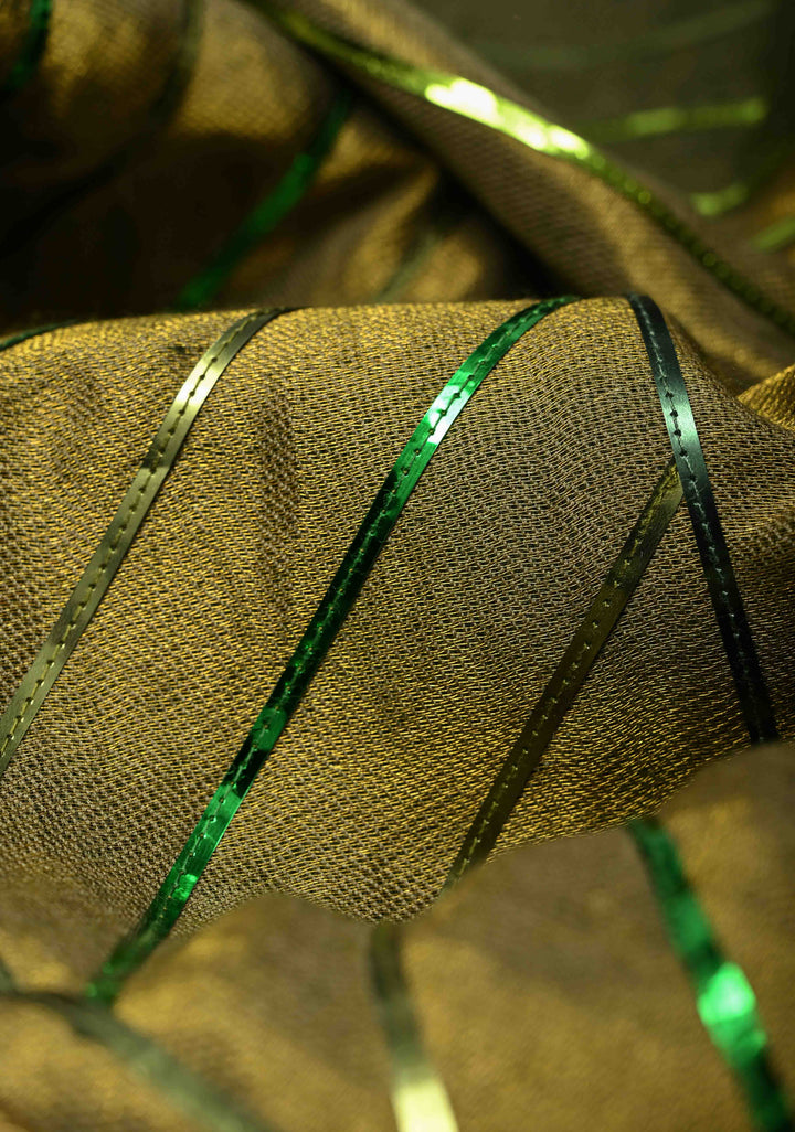 Olive Green Ombre Zari Cashmere Pashmina Reversible Shawl for Men & Women, 38 x 77