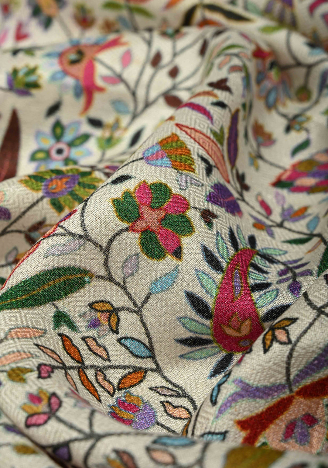 White Floral Meenakari Jaal Brocade on Shawl Size 30x 84