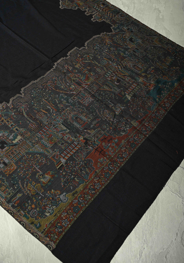 Midnight Blue Meenakari Brocade on Shawl Size 30x 81