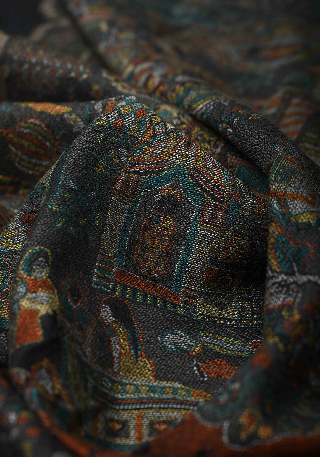 Midnight Blue Meenakari Brocade on Shawl Size 30x 81