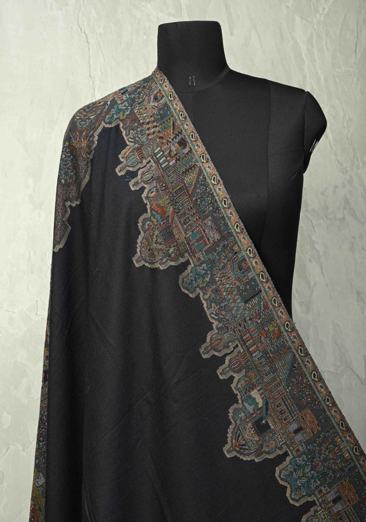Midnight Blue Meenakari Brocade on Shawl Size 30x 81