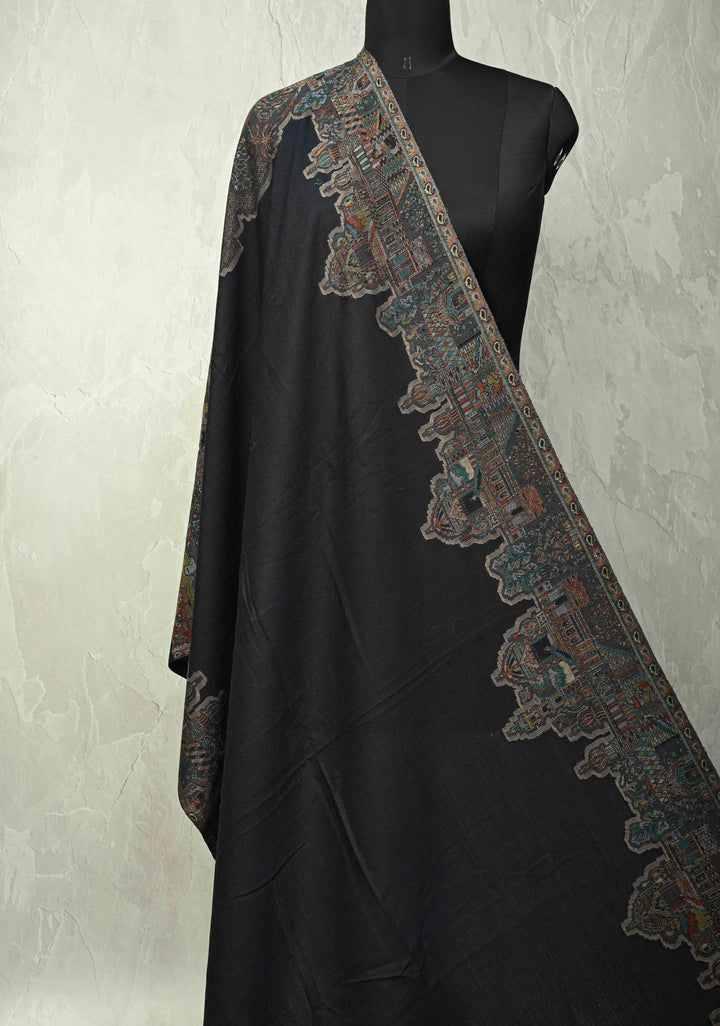 Midnight Blue Meenakari Brocade on Shawl Size 30x 81
