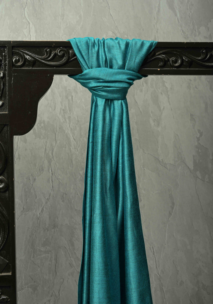 His & Her Gray Floral Meenakari Jaal  on Stole & Turquoise Cashmere Fine Wool Stole - Luxury Anniversary, Wedding & Return Gift Size 30 x 80