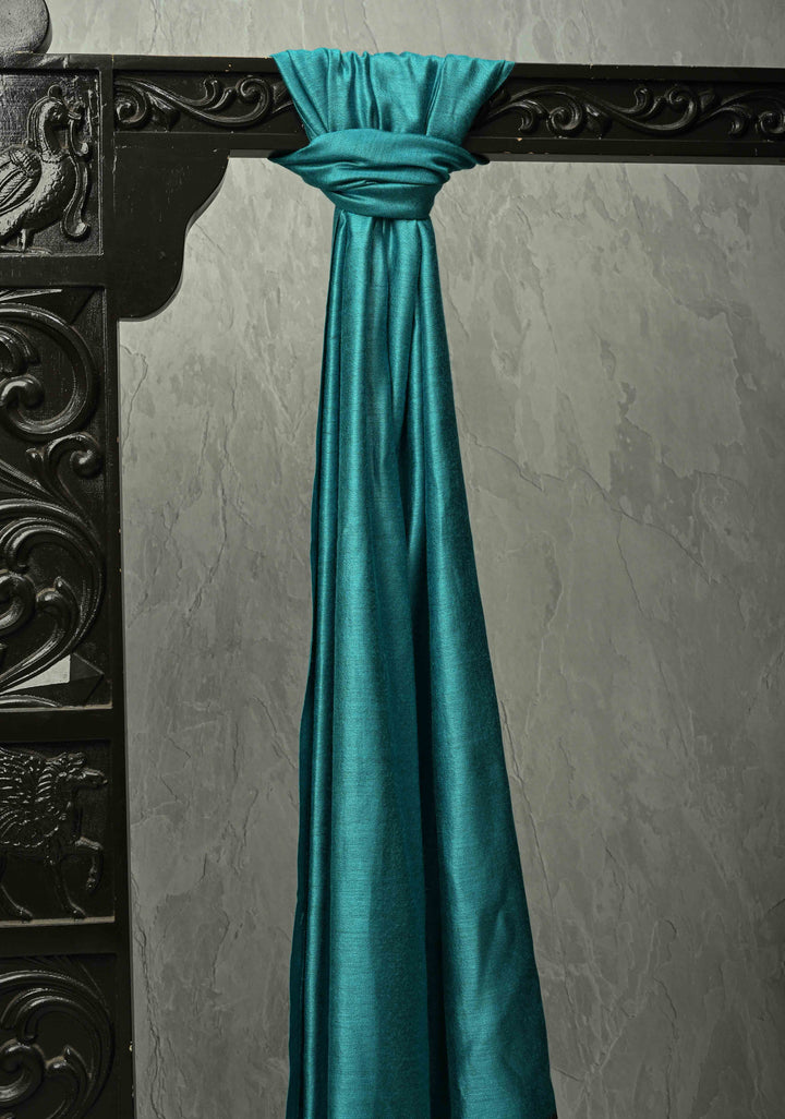 His & Her Gray Floral Meenakari Jaal  on Stole & Turquoise Cashmere Fine Wool Stole - Luxury Anniversary, Wedding & Return Gift Size 30 x 80