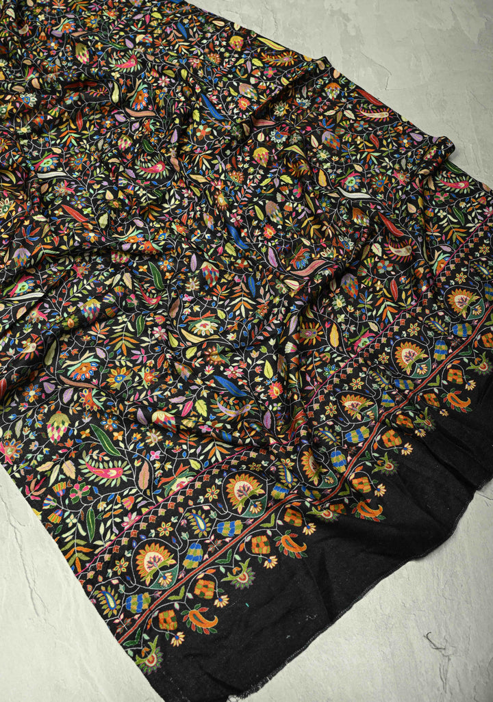 Stunning Black Floral Meenakari Jaal Stole & Charcoal Black Fine Stole  Luxury Anniversary, Wedding & Return Gift Size 30 x 80