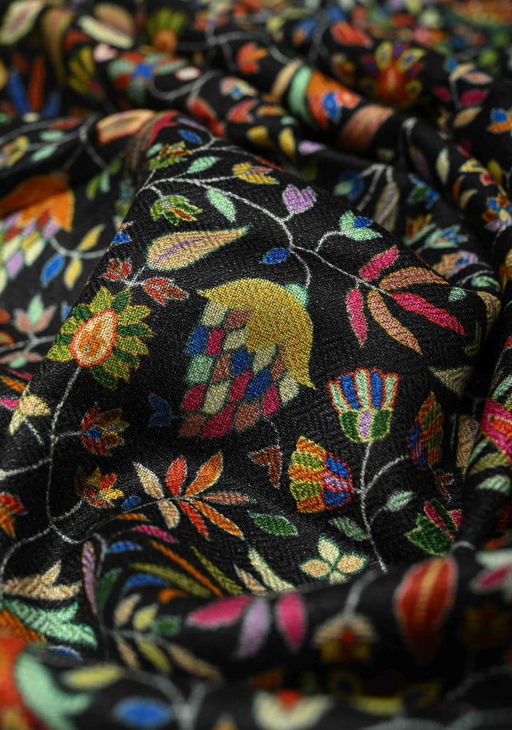 Stunning Black Floral Meenakari Jaal Stole & Charcoal Black Fine Stole  Luxury Anniversary, Wedding & Return Gift Size 30 x 80