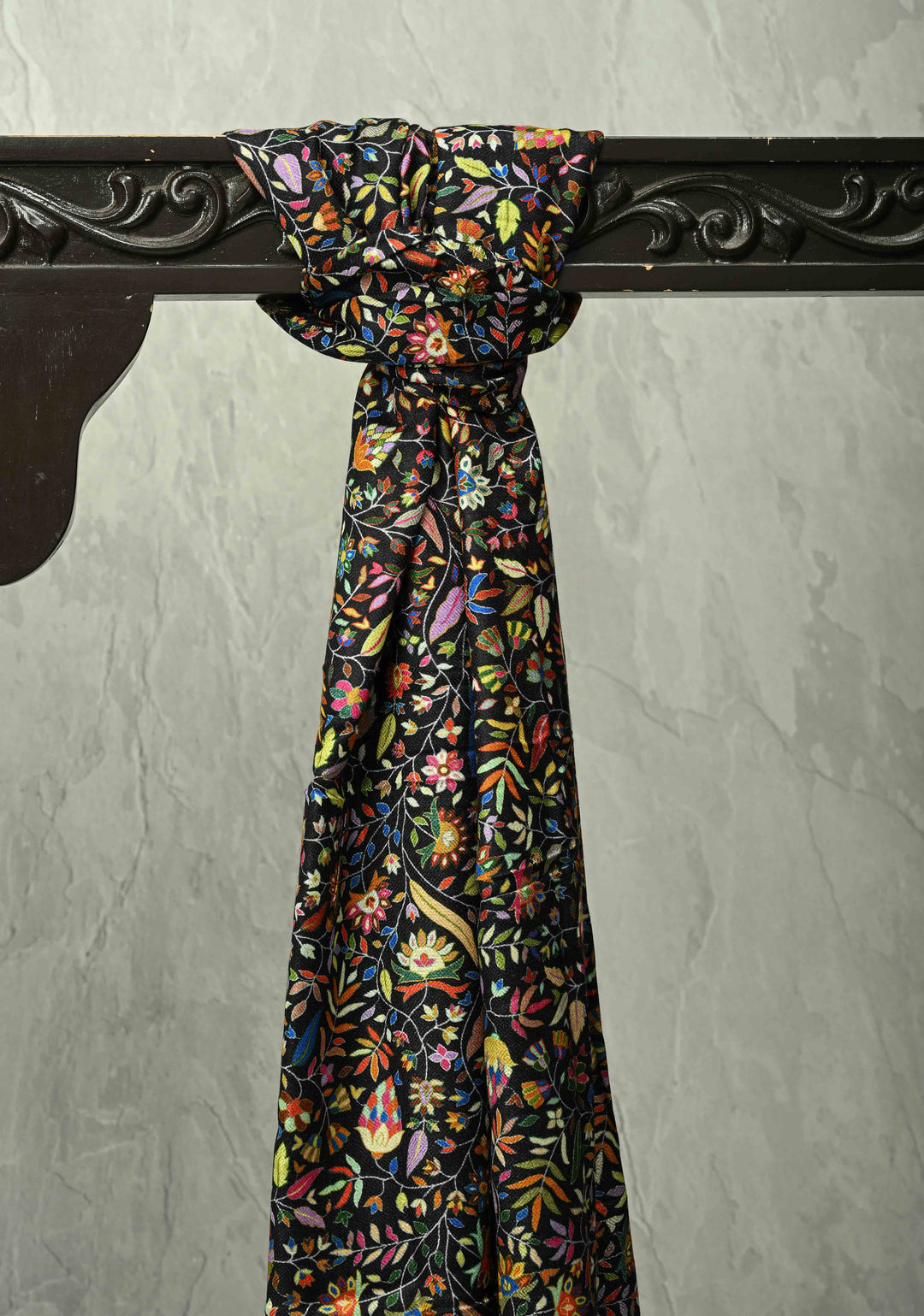 Stunning Black Floral Meenakari Jaal Stole & Charcoal Black Fine Stole  Luxury Anniversary, Wedding & Return Gift Size 30 x 80