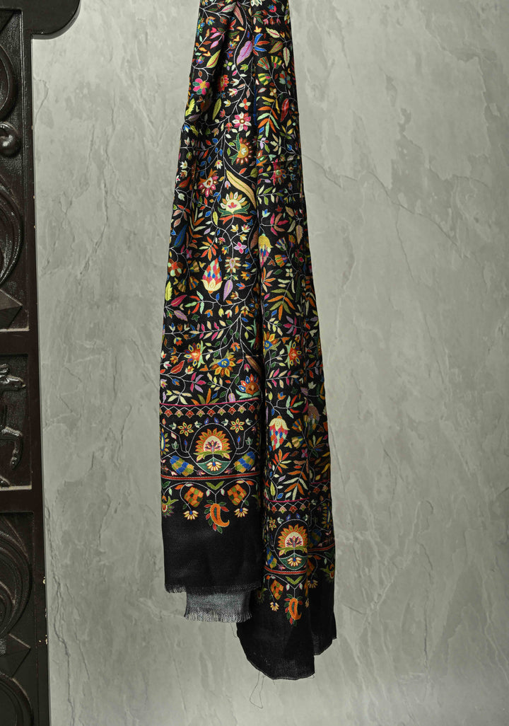Stunning Black Floral Meenakari Jaal Stole & Charcoal Black Fine Stole  Luxury Anniversary, Wedding & Return Gift Size 30 x 80