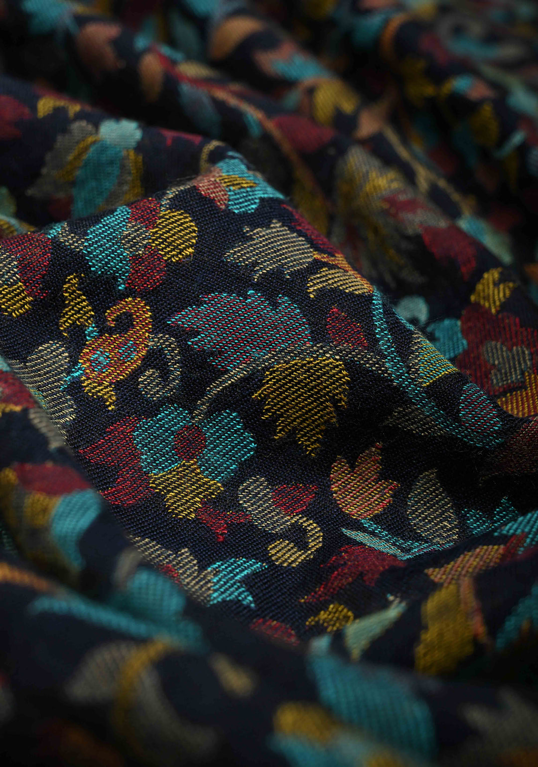 Blue Meenakari Floral Brocade Jaal Cashmere Fine Wool Full Shawl for Men & Women