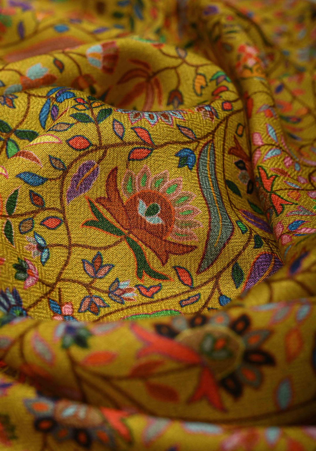 His & Her Yellow Floral Meenakari Jaal Stole & Yellowish Green Cashmere Fine Wool Stole - Luxury Anniversary, Wedding & Return Gift SizeSize 30 x 83