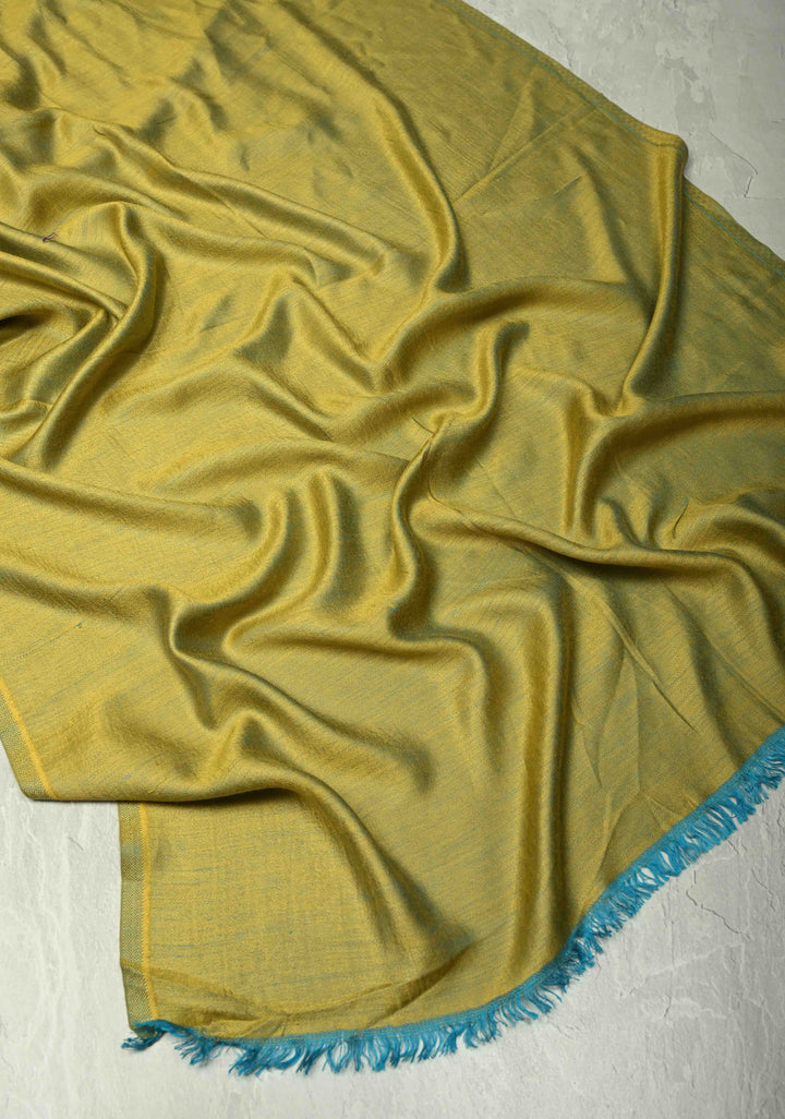 His & Her Yellow Floral Meenakari Jaal Stole & Yellowish Green Cashmere Fine Wool Stole - Luxury Anniversary, Wedding & Return Gift SizeSize 30 x 83