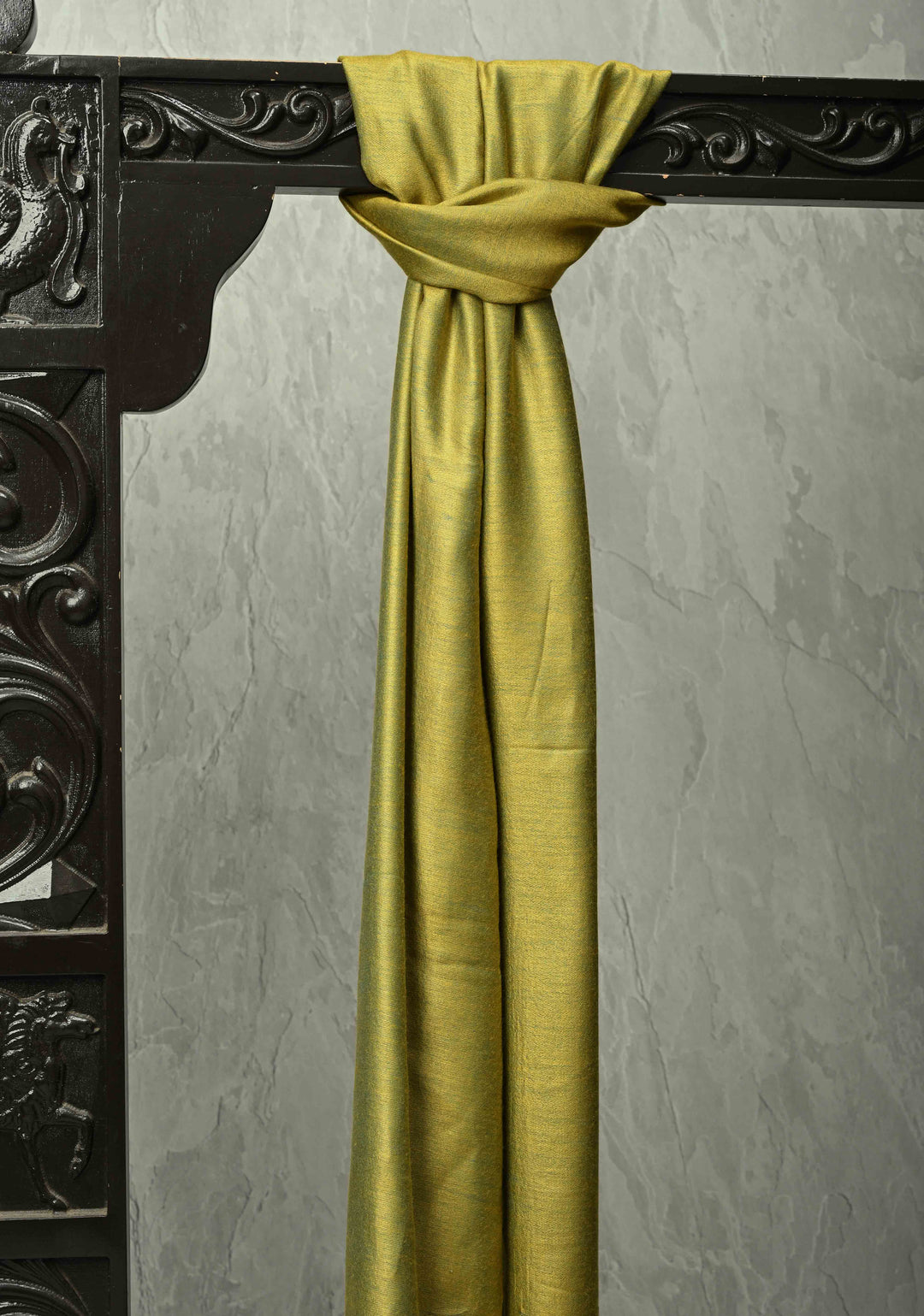 His & Her Yellow Floral Meenakari Jaal Stole & Yellowish Green Cashmere Fine Wool Stole - Luxury Anniversary, Wedding & Return Gift SizeSize 30 x 83