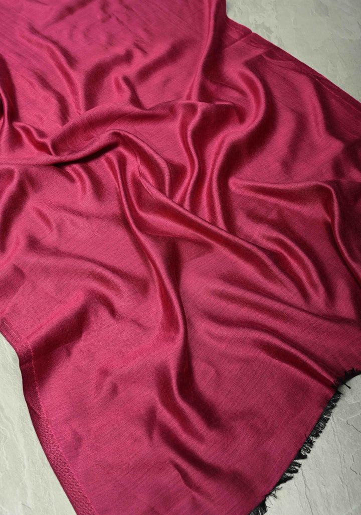 His & Her Deep Red Floral Meenakari Stole & Rani Pink Cashmere Fine Wool Stole - Luxury Anniversary, Wedding & Return Size 30 x 80-