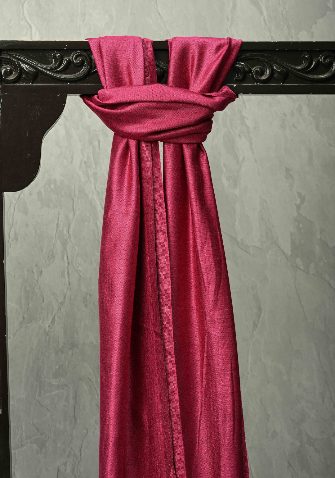 His & Her Deep Red Floral Meenakari Stole & Rani Pink Cashmere Fine Wool Stole - Luxury Anniversary, Wedding & Return Size 30 x 80-