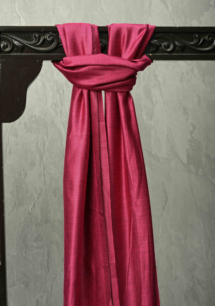 His & Her Deep Red Floral Meenakari Stole & Rani Pink Cashmere Fine Wool Stole - Luxury Anniversary, Wedding & Return Size 30 x 80-
