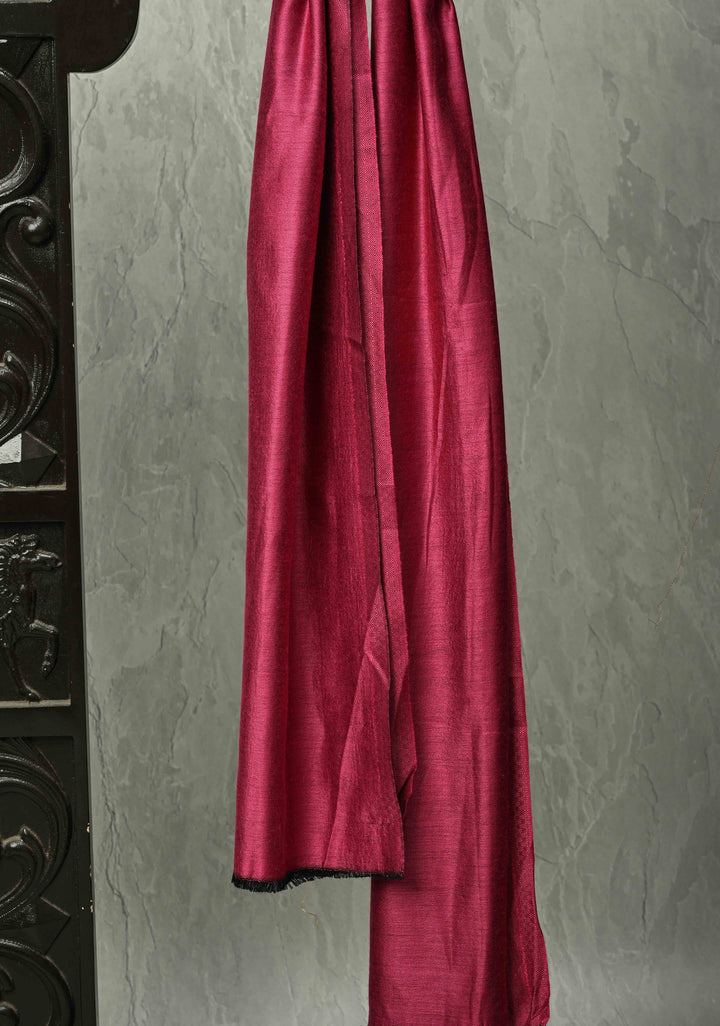 His & Her Deep Red Floral Meenakari Stole & Rani Pink Cashmere Fine Wool Stole - Luxury Anniversary, Wedding & Return Size 30 x 80-