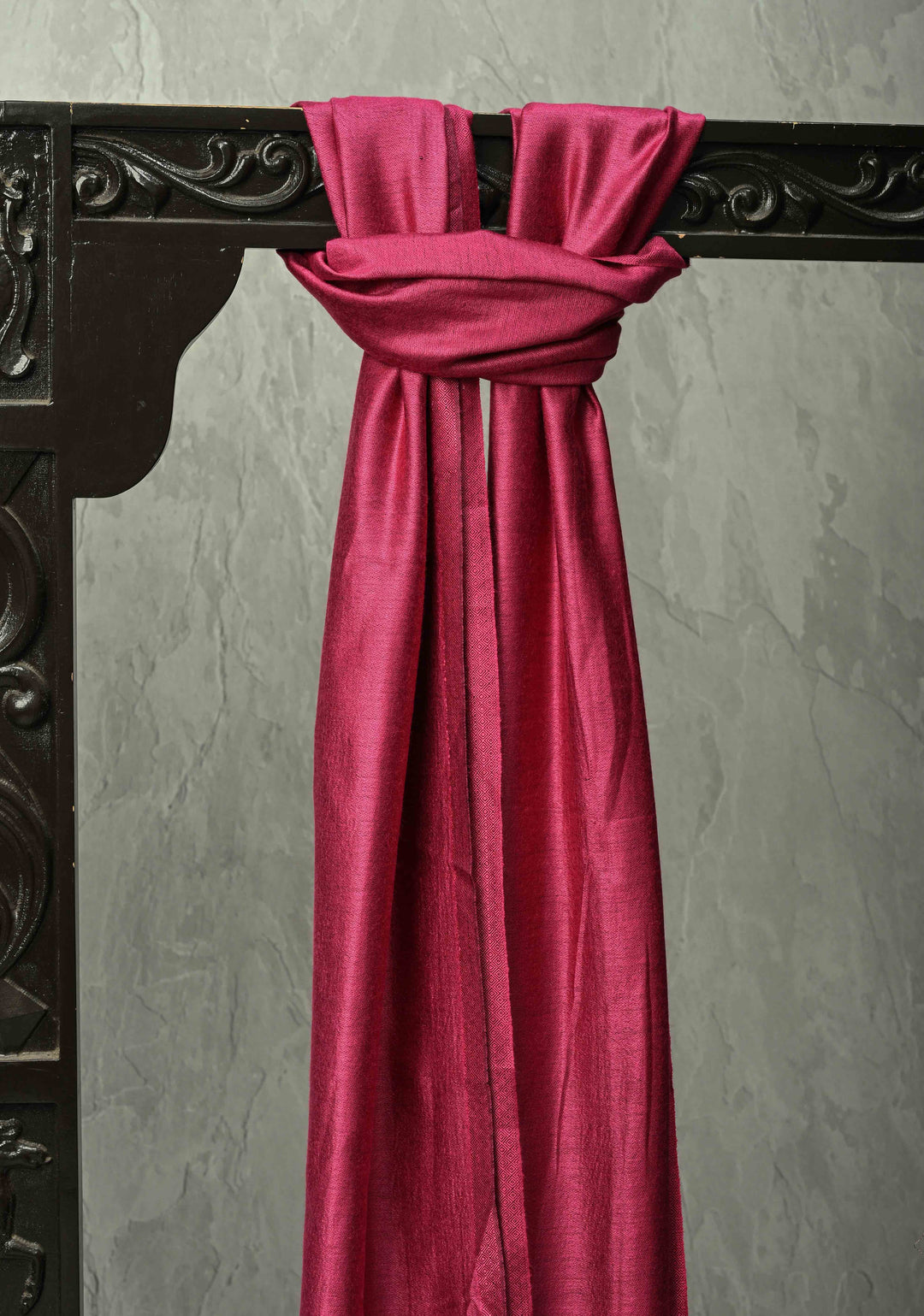His & Her Deep Red Floral Meenakari Stole & Rani Pink Cashmere Fine Wool Stole - Luxury Anniversary, Wedding & Return Size 30 x 80-
