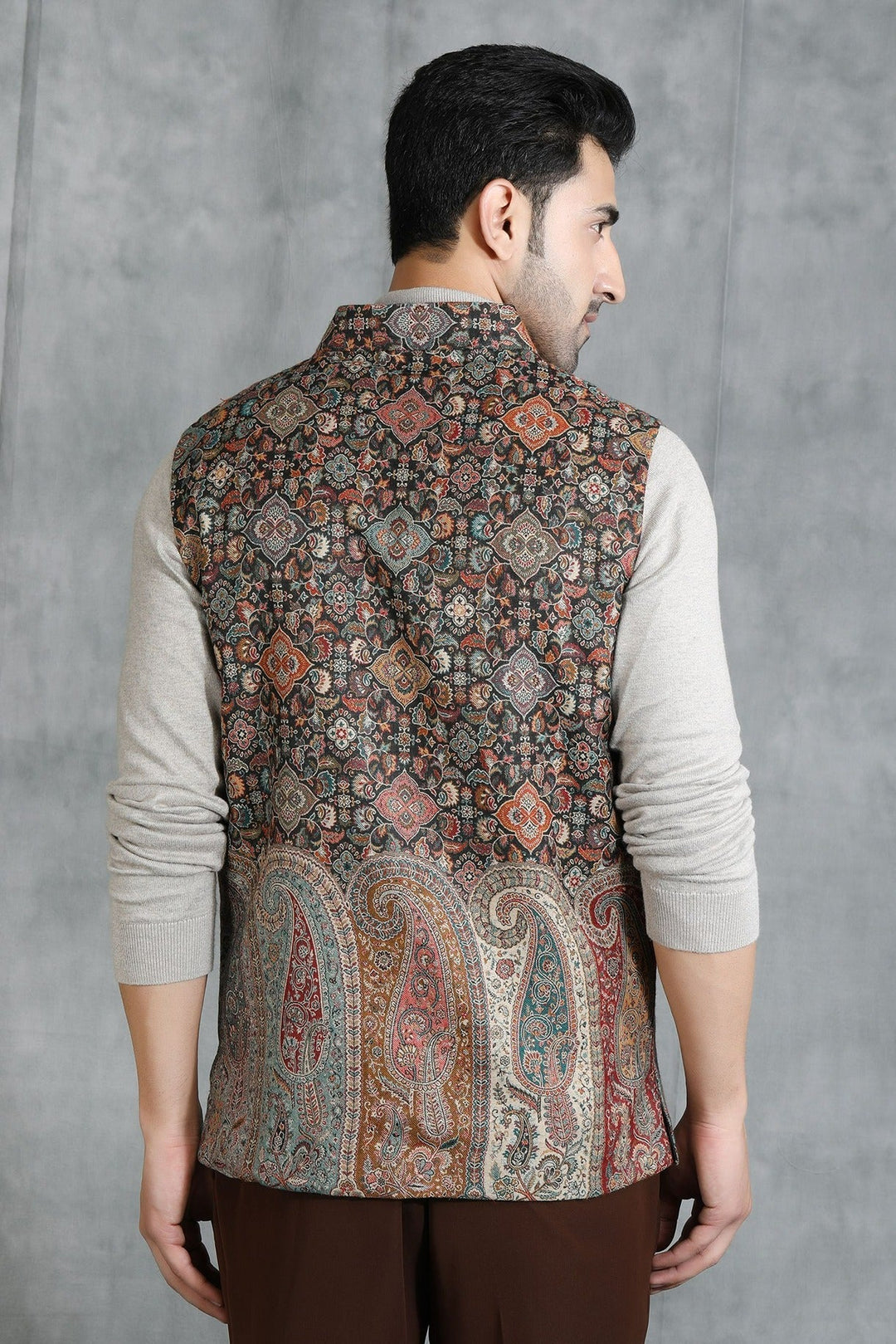 Pashmina Vintage Men's Waist Coat/Bandi With Paisley Design | SHOBITAM