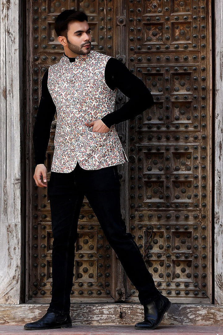 Pashmina Vintage Kani Desgin Mens' Waist Coat/Bandi | SHOBITAM