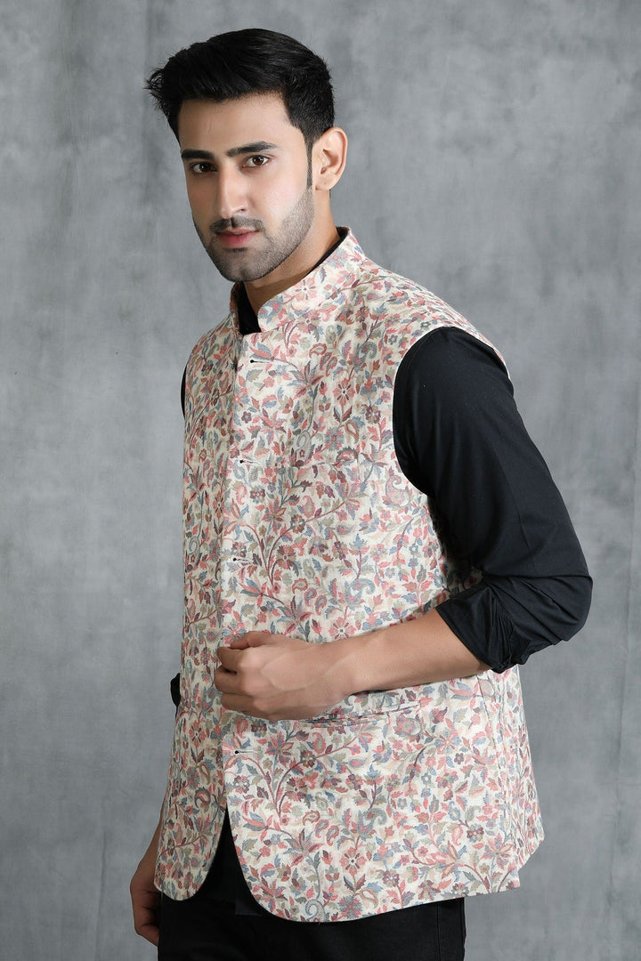 Pashmina Vintage Kani Desgin Mens' Waist Coat/Bandi | SHOBITAM