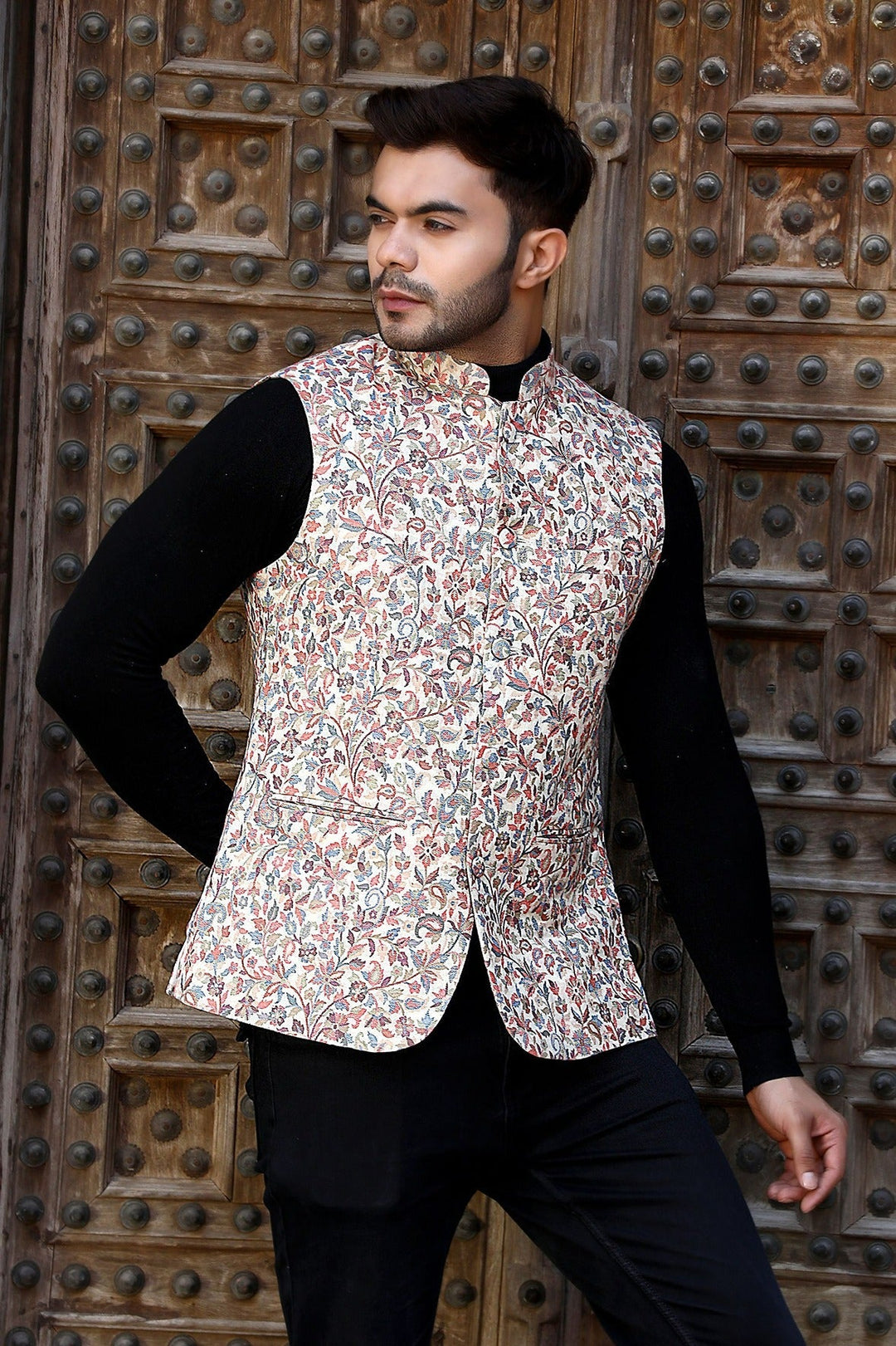 Pashmina Vintage Kani Desgin Mens' Waist Coat/Bandi | SHOBITAM