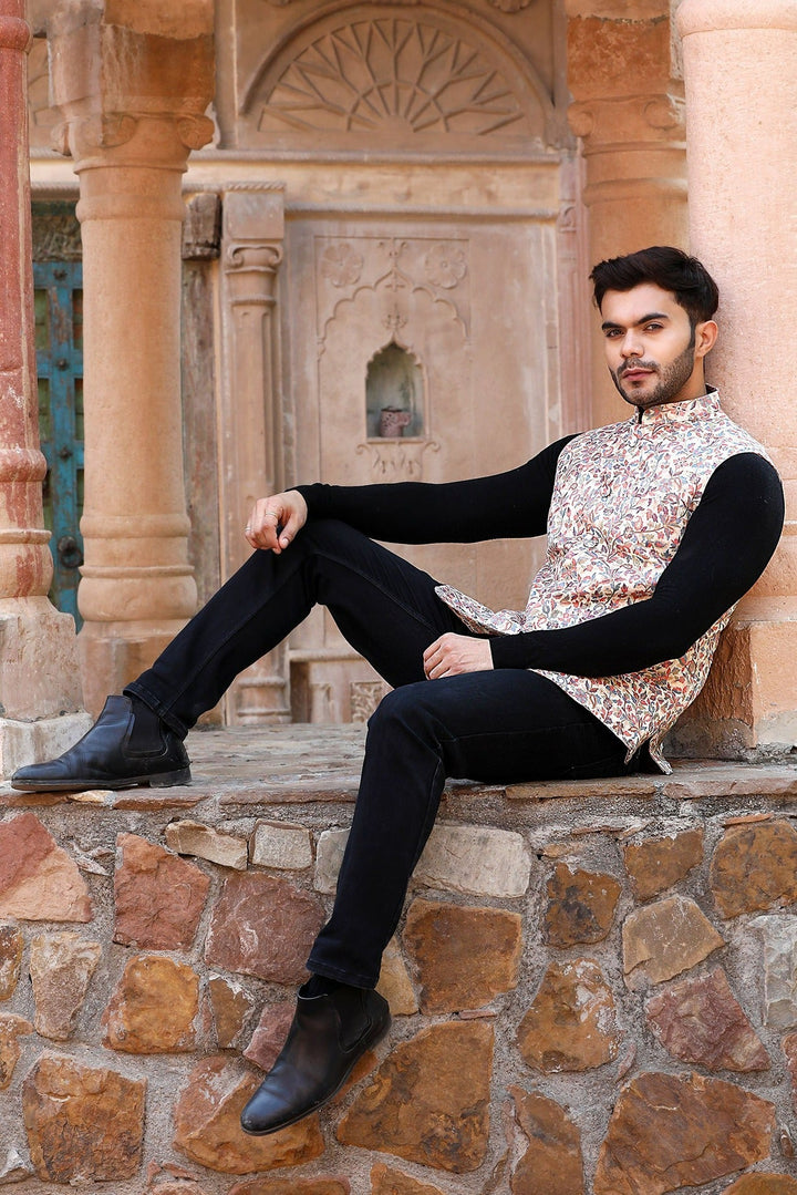 Pashmina Vintage Kani Desgin Mens' Waist Coat/Bandi | SHOBITAM
