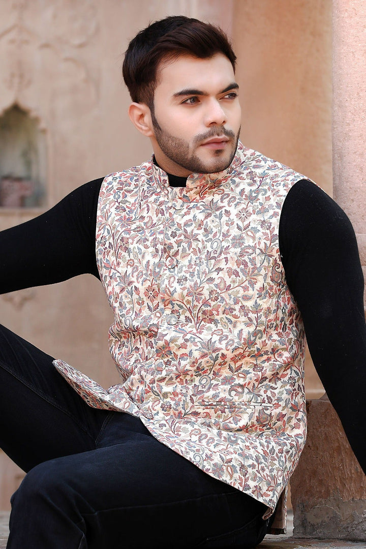 Pashmina Vintage Kani Desgin Mens' Waist Coat/Bandi | SHOBITAM