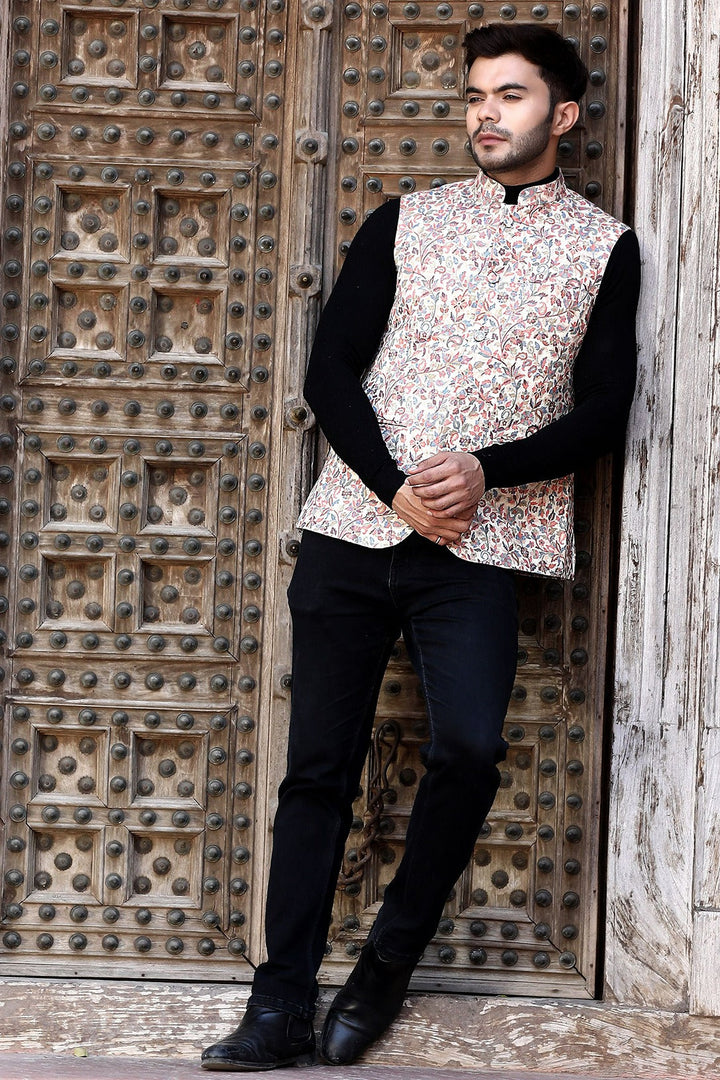 Pashmina Vintage Kani Desgin Mens' Waist Coat/Bandi | SHOBITAM