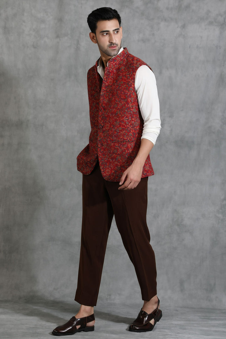 Pashmina Vintage Kani Mens' Waist Coat/Bandi With Paisley Design | SHOBITAM