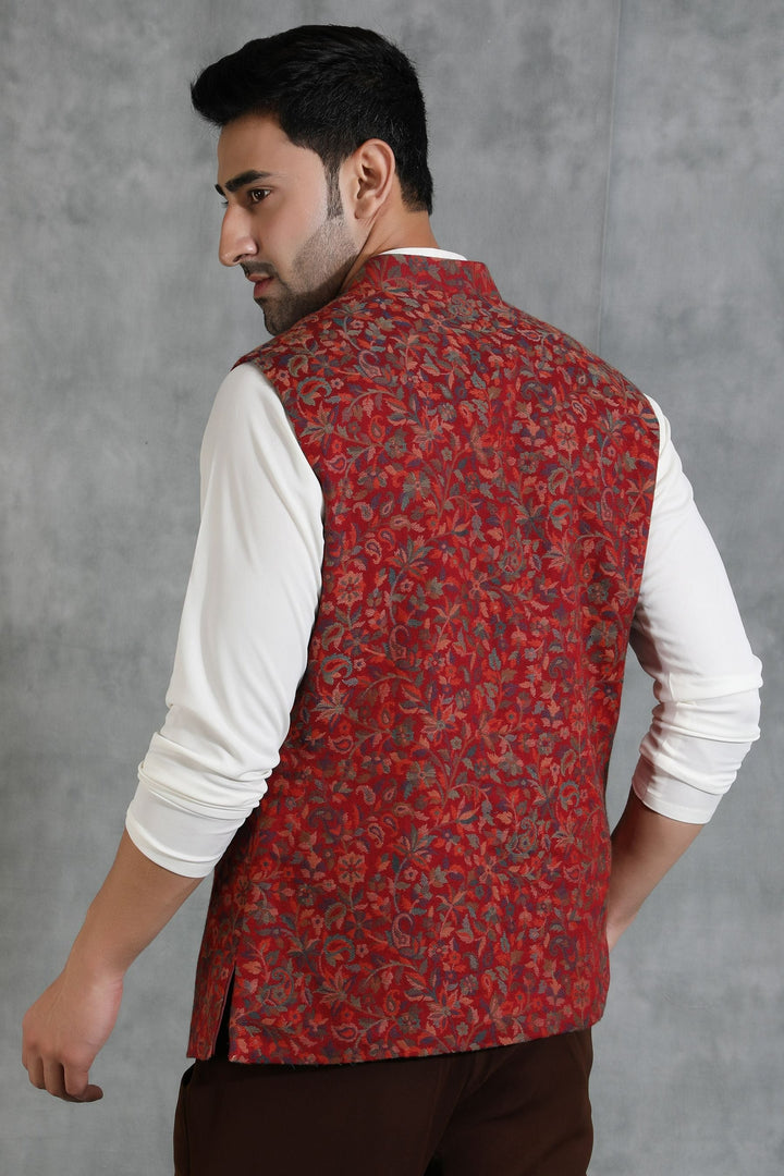 Pashmina Vintage Kani Mens' Waist Coat/Bandi With Paisley Design | SHOBITAM