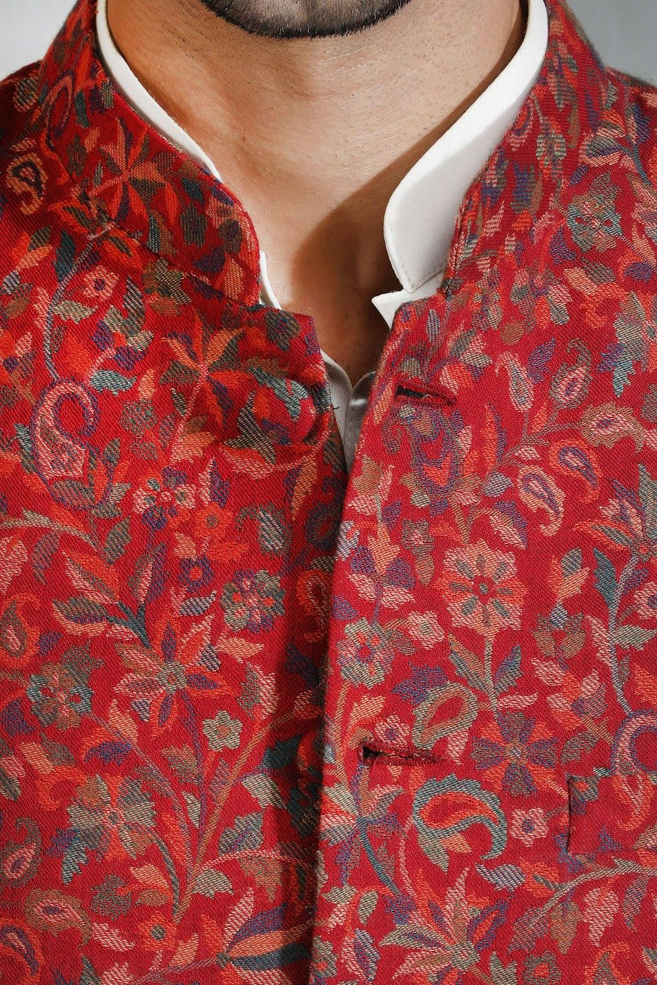 Pashmina Vintage Kani Mens' Waist Coat/Bandi With Paisley Design | SHOBITAM