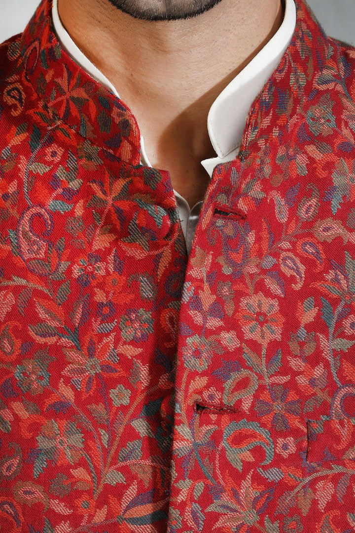Pashmina Vintage Kani Mens' Waist Coat/Bandi With Paisley Design | SHOBITAM