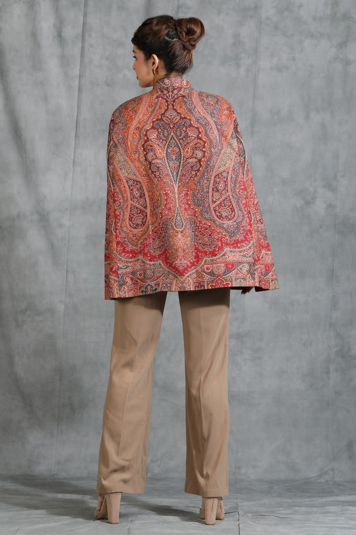 Red Cape Jacket With All over Design | Made To Order