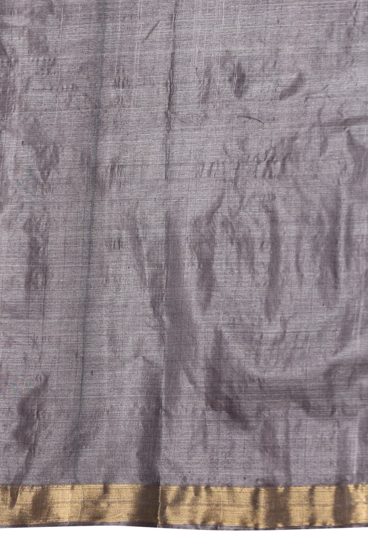 Gray Authentic Handmade Chattisgarhi Kosa Tussar Silk Saree with Hiran Motifs | SILK MARK CERTIFIED