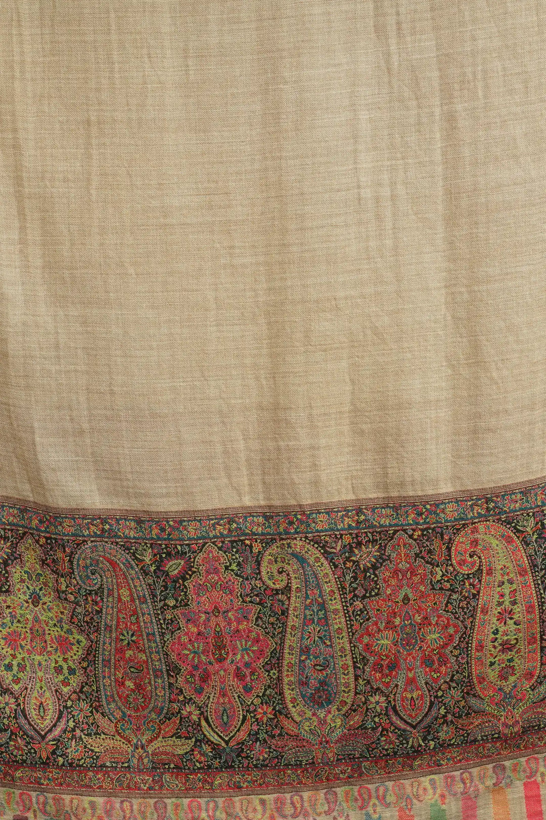 Pashmina wool in antique jamawar border with paisley work Shawl for Men & Womens | SHOBITAM