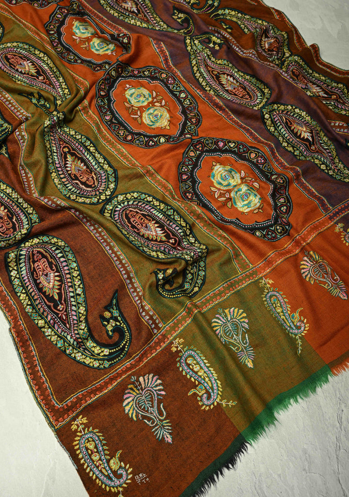 Multicolor Pashmina Shawl with Paisley Design Size 40x 80