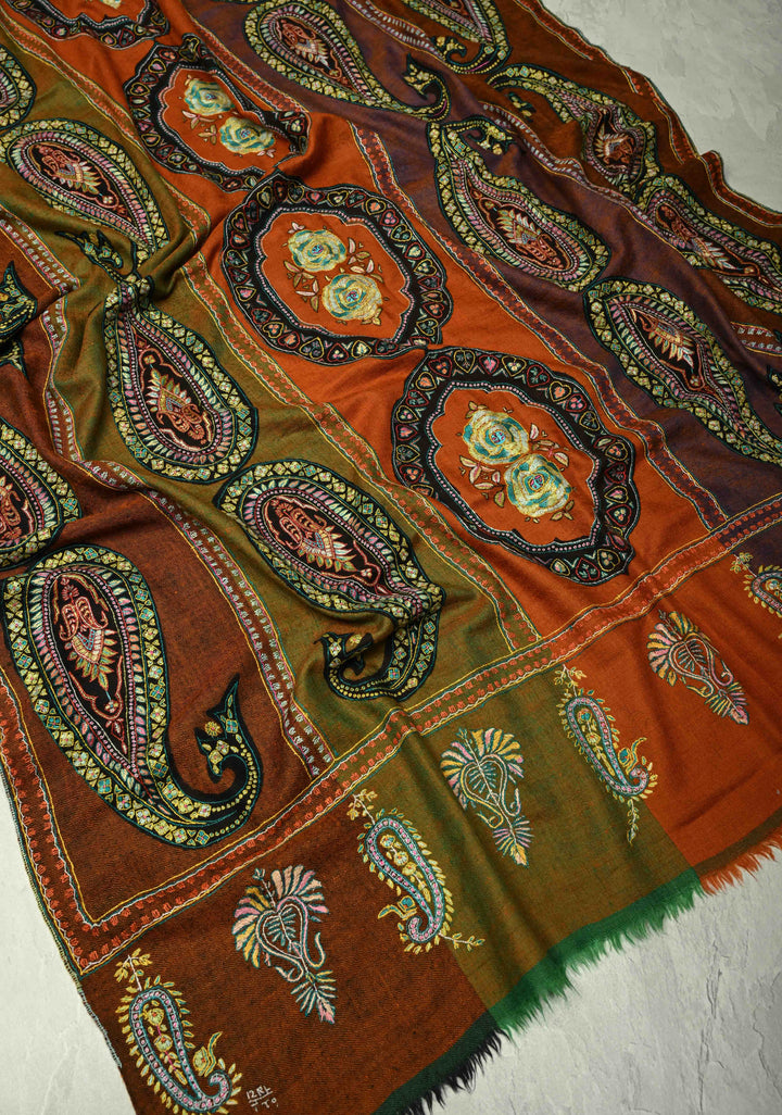 Multicolor Pashmina Shawl with Paisley Design Size 40x 80