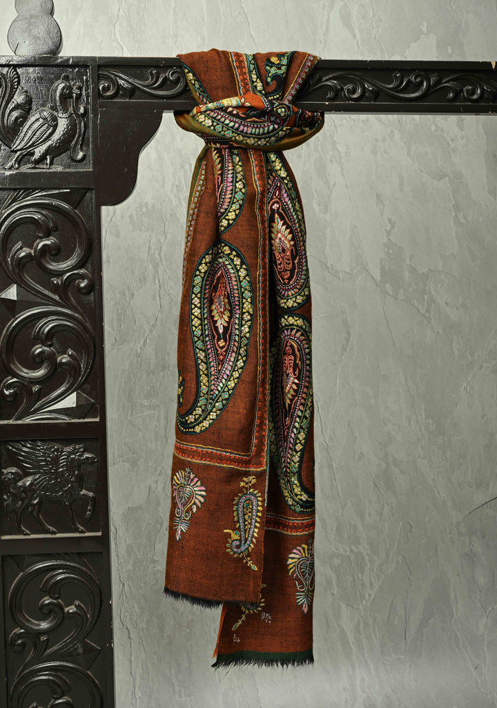 Multicolor Pashmina Shawl with Paisley Design Size 40x 80