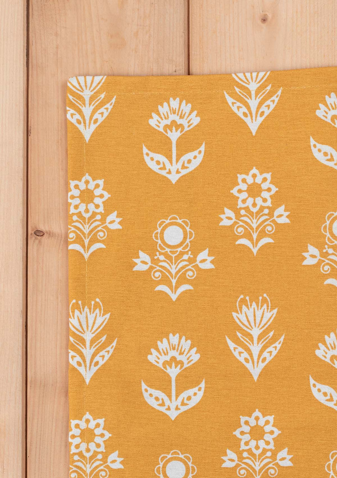 Dahlia Mustard Spill safe water-resistant coated cotton table cloth | SHOBITAM