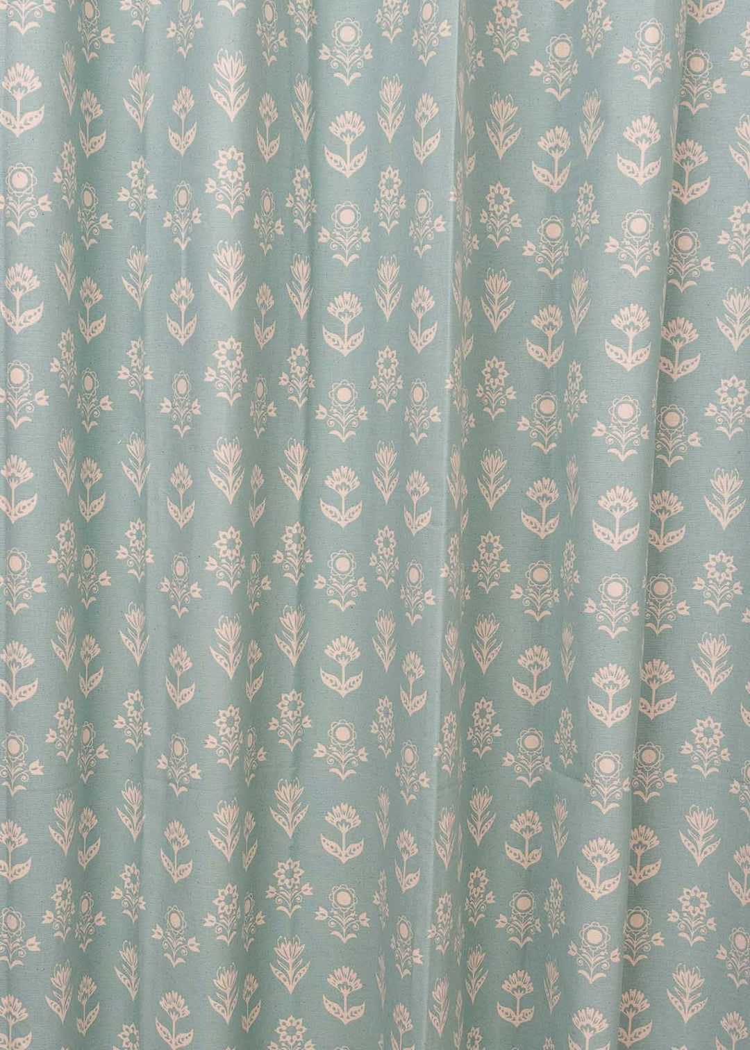 Dahlia 100% cotton floral curtain for living room - Room darkening - Nile Blue - Single Piece