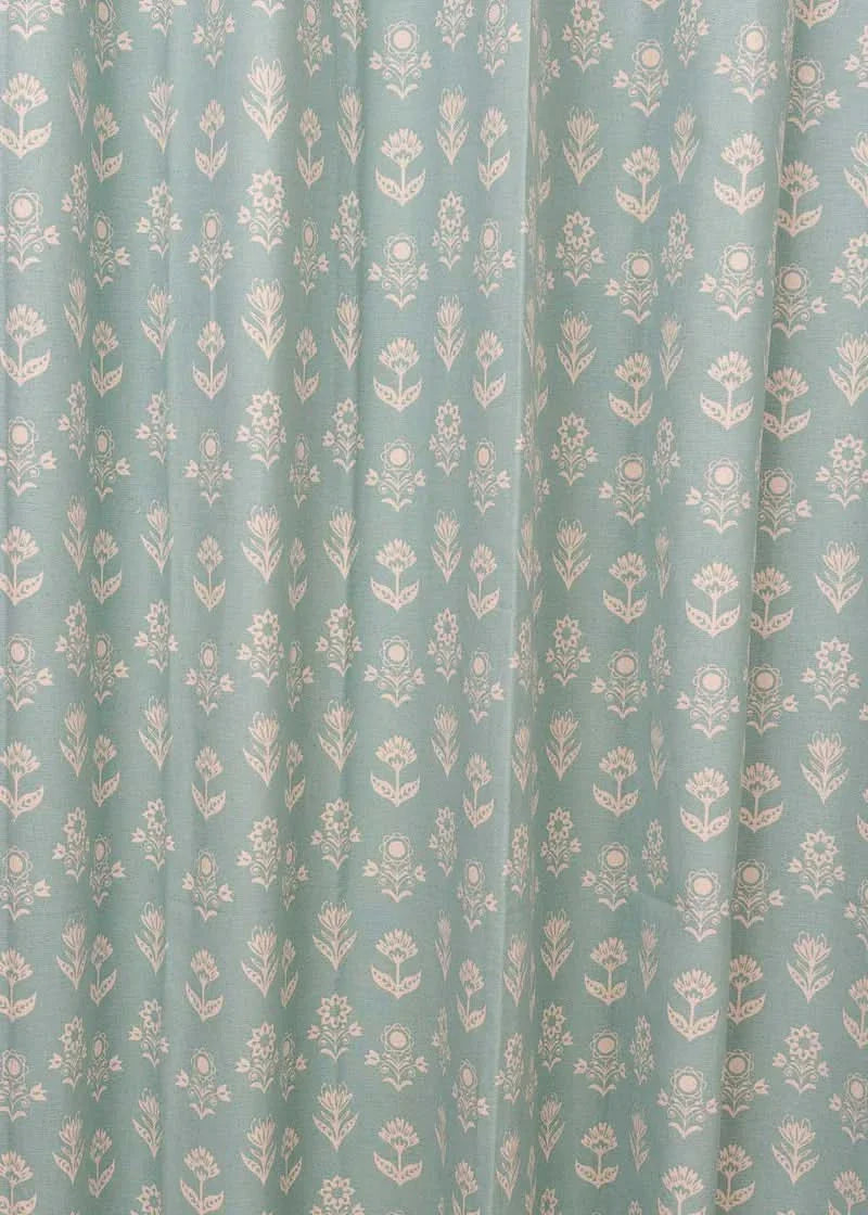 Morning Skies 100% cotton floral curtain -Customizable for size, lining and headers