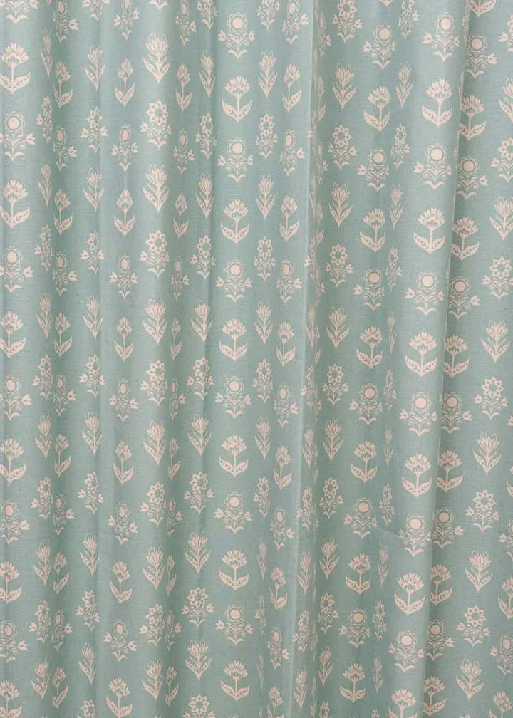 Morning Skies 100% cotton floral curtain -Customizable for size, lining and headers