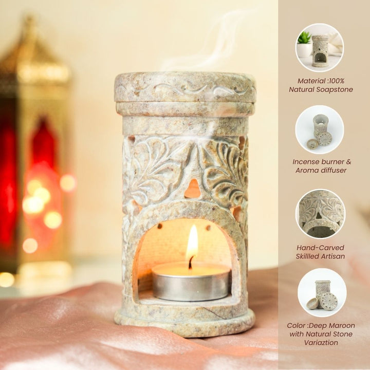 Gulzar Hand Carved Soapstone Bakhoor Burner Aroma Diffuser